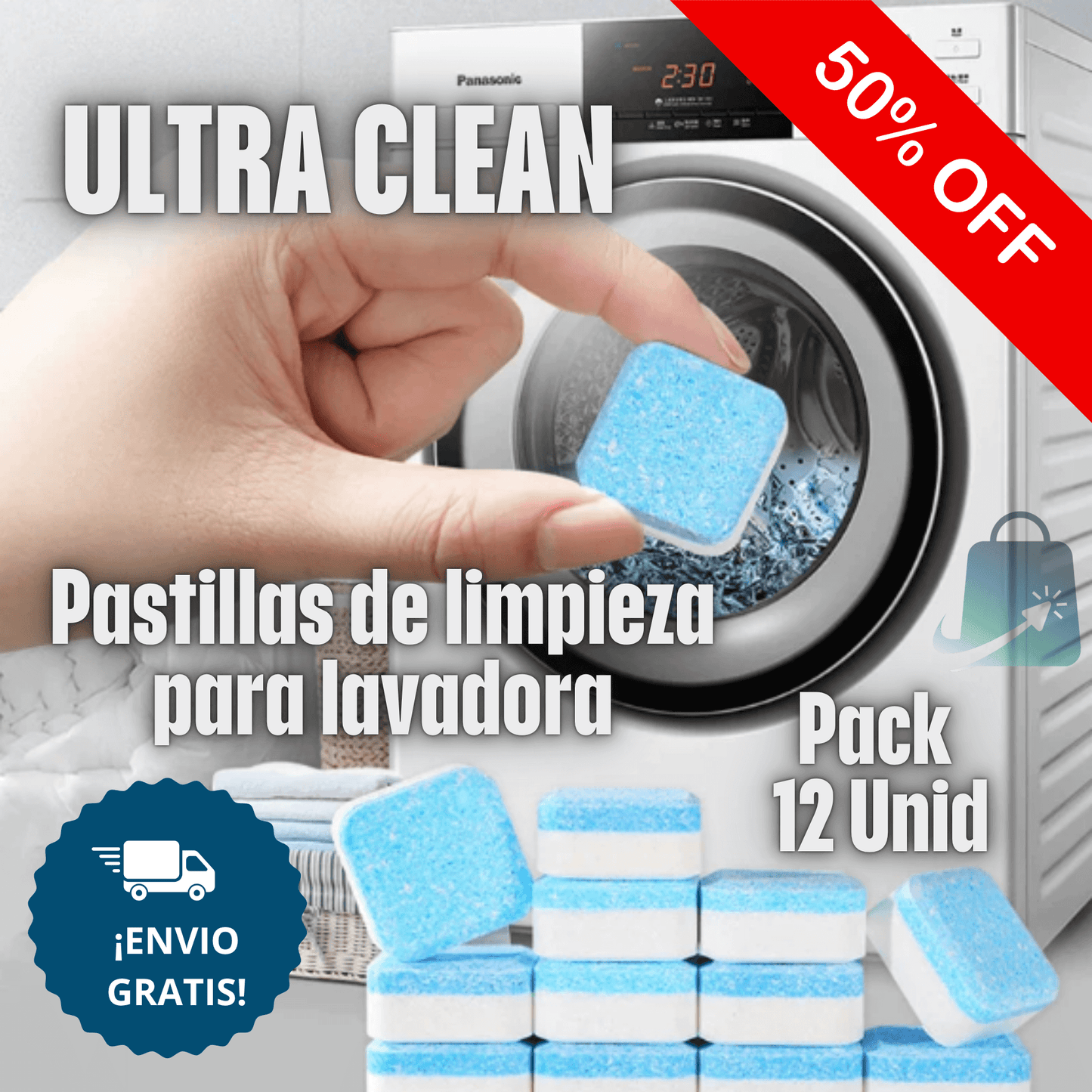 Ultra Clean - Pastillas de limpieza para Lavadora (Pack 12 Unidades)