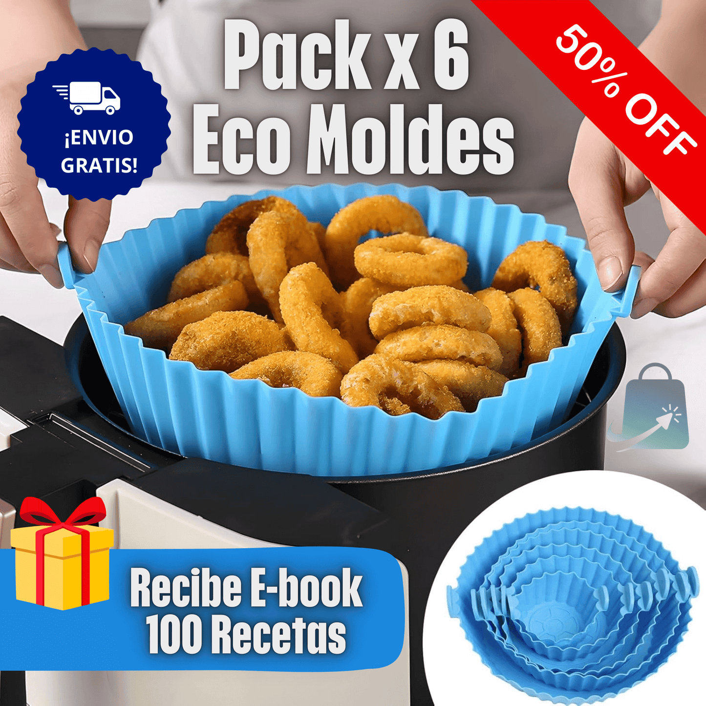 Pack 6 Eco Moldes de Silicona para Freidora de Aire