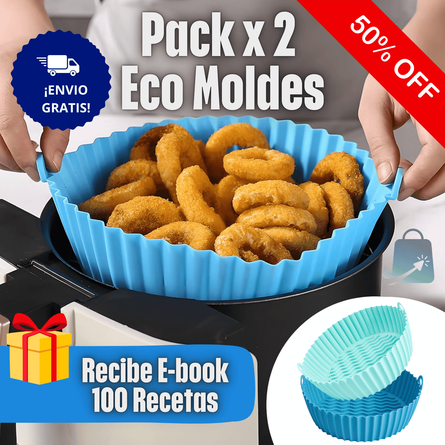 Pack 2 Eco Moldes de Silicona para Freidora de Aire