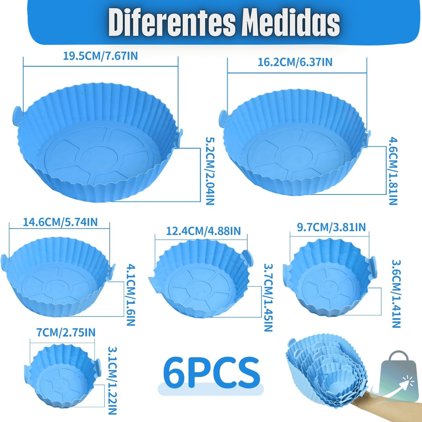 Pack 6 Eco Moldes de Silicona para Freidora de Aire