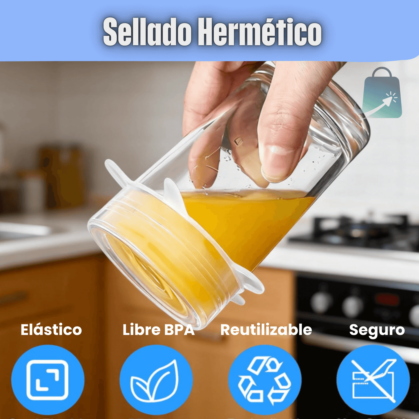 Kit 6 Tapas De Silicona Reutilizable